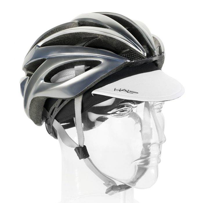 White Cycling Cap Down with Helmet